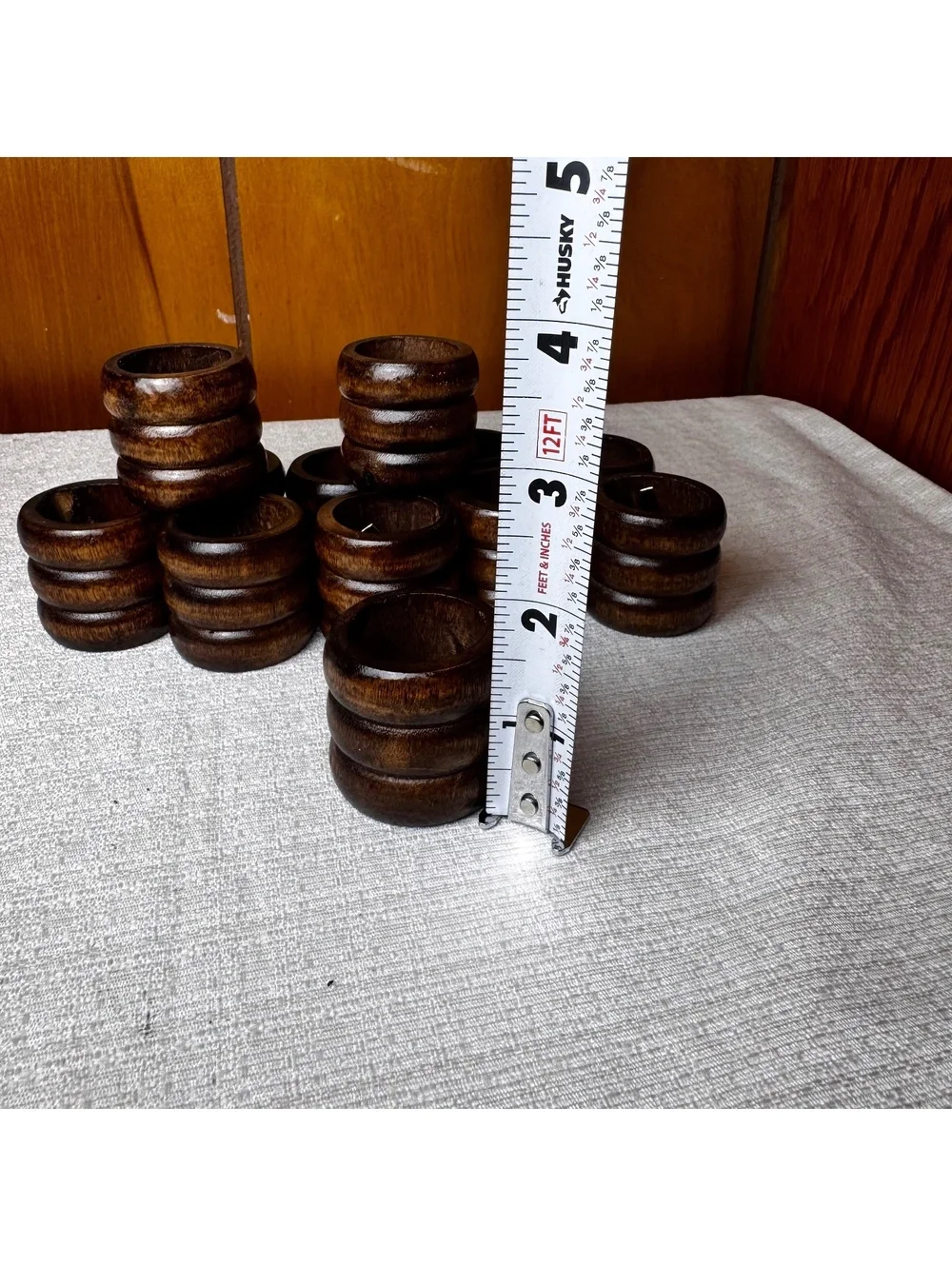 Vintage Dark Wood Napkin Rings Set Of 4 Rustic Boho Table Decor